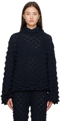 Henrik Vibskov Navy Transparent Spike Hoodie
