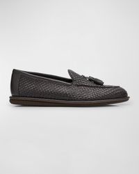 Men's Woven Leather Tassel Loafers