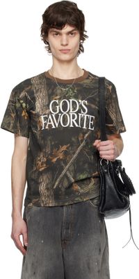 Praying T-shirt 'God's Favorite' kaki