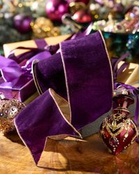 Vintage French Velvet Christmas Ribbon, 4"W x 10 Yards