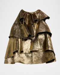 Bodil Metallic Ruffle Top