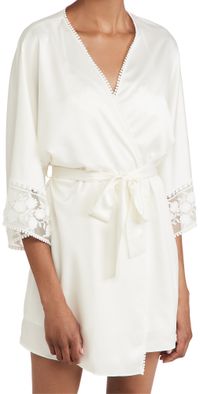 Flora Nikrooz Kylie Charmeuse Wrap with Lace Ivory M/L