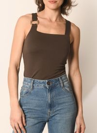Kookai - Top col carré - Taille 3 - Marron