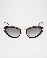 Miss Z Spiked Oval Acetate Sunglasses