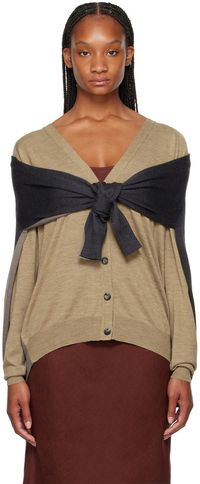 Moschino Beige & Gray Layered Cardigan