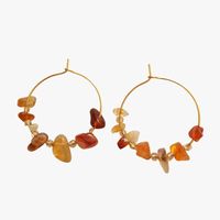 Ginandger - Boucles d'oreilles cornaline - Taille Unique - Bleu