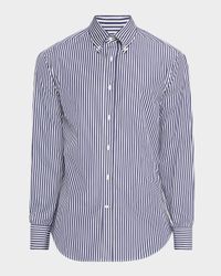 Men's Cotton Wide Stripe Button-Collar Sport Shirt
