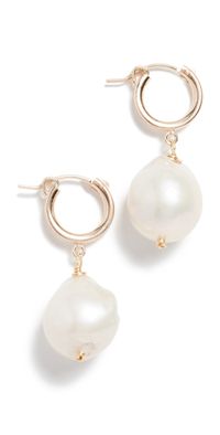 Brinker + Eliza Back To Basics Huggie Earrings Gold/Pearl One Size