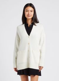 Theory - Cardigan Col V en laine et en cachemire mélangé - Taille M - Blanc