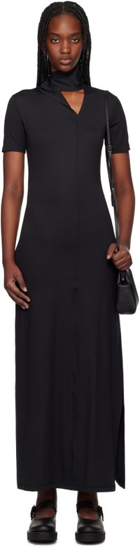 Y-3 Black Fitted Closure Maxi Dress