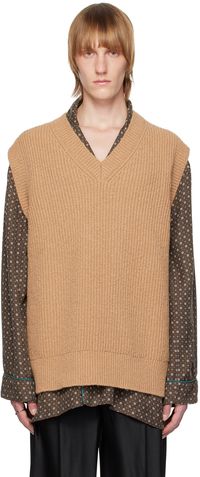 Maison Margiela Tan V-Neck Vest