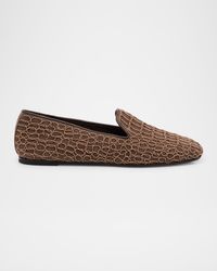 Suede Monili Net Slip-On Loafers