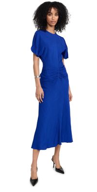 Victoria Beckham Gathered Waist Midi Dress Palace Blue 6
