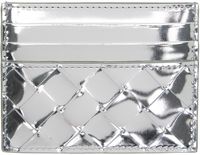 Bottega Veneta Silver Intrecciato Card Holder