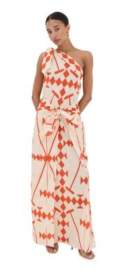 Johanna Ortiz Seaweed Ankle Dress Ecru/Orange S