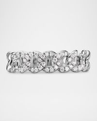Belmont Curb Link Band Ring with Diamonds in Silver, 5mm