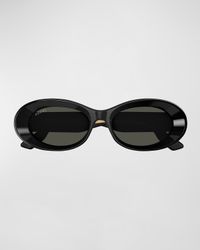 Beveled Acetate Oval Sunglasses