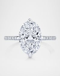 Platinum Oval Diamond Statement Ring, Size 6.5, 4.77tcw