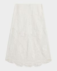 Lorelei Lace-Inset Linen Midi Skirt