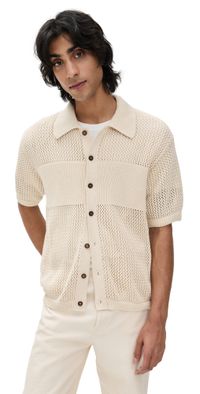 Universal Works Open Knit Polo Shirt Ecru L