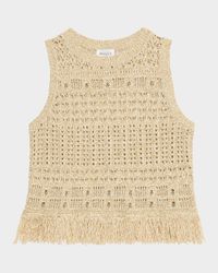 Beaded Open-Knit Fringe Top