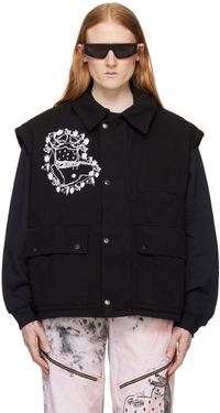 WESTFALL Black Bonded Denim Vest