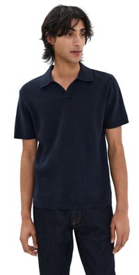 Taylor Stitch Valencia Knit Polo Dark Navy Rib 44
