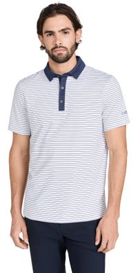 Rhone Golf Sport Polo Bright White/True Navy Stripe XXL