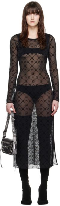 Marine Serre Black Moonogram Midi Dress
