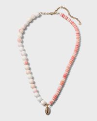 Yellow Gold Conch Shell Combo Necklace with Pave Cowrie Charm