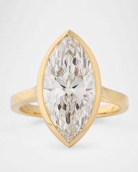 Lab Grown Diamond 14K Yellow Gold Marquise Cut Solitaire Ring, 6.00tcw