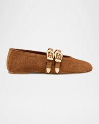 Maven Perforated Suede Mary Jane Flats