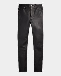 Lambskin Leather Five-Pocket Slim Pants