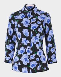 Flower-Print Button-Down Icon Blouse