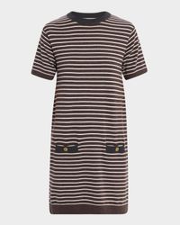 Striped Wool-Cashmere Mini T-Shirt Dress
