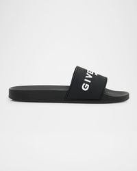 Men's Leather Logo Slide Sandals