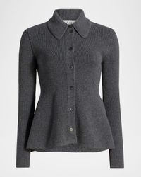 Waisted Wool-Cashmere Cardigan