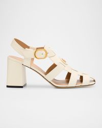 VLogo Leather Block-Heel Sandals