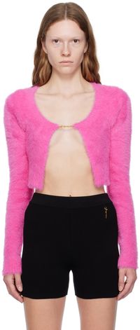 JACQUEMUS Pink Le Papier 'La Maille Neve Manches Longues' Cardigan