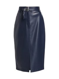 Women's The Kris Belted Faux Leather Skirt - Peacoat - Size 16