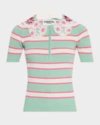 Iota Knitted Striped Polo