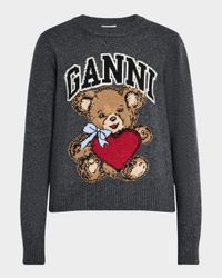 Wool Graphic Bear Crewneck Sweater