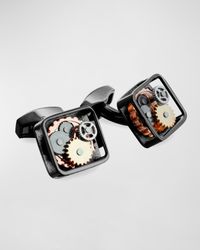 Gunmetal Gear Cuff Links, Silvertone