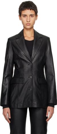 REMAIN Birger Christensen Black Fitted Leather Blazer