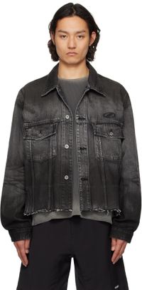 We11done Black Sprayed Sporty Selldone Denim Jacket