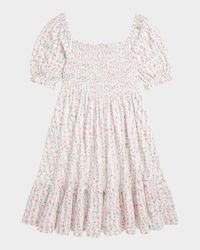 Girl's Floral-Print Smocked Day Dress, Size S-XL