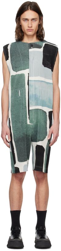 Homme Plissé Issey Miyake Combinaison gris et noir à motif graphique