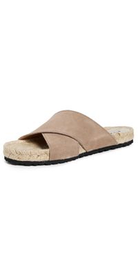 Manebi Crossed Band Espadrille Sandals Suede Vintage Taupe 44