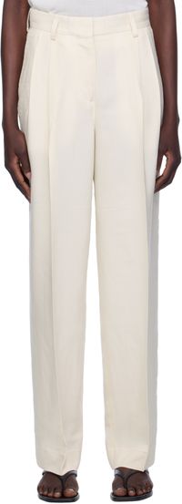 TOTEME Beige Double-Pleat Fluid Trousers