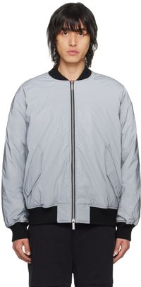 Izzue Blouson aviateur réfléchissant gris rembourré en duvet